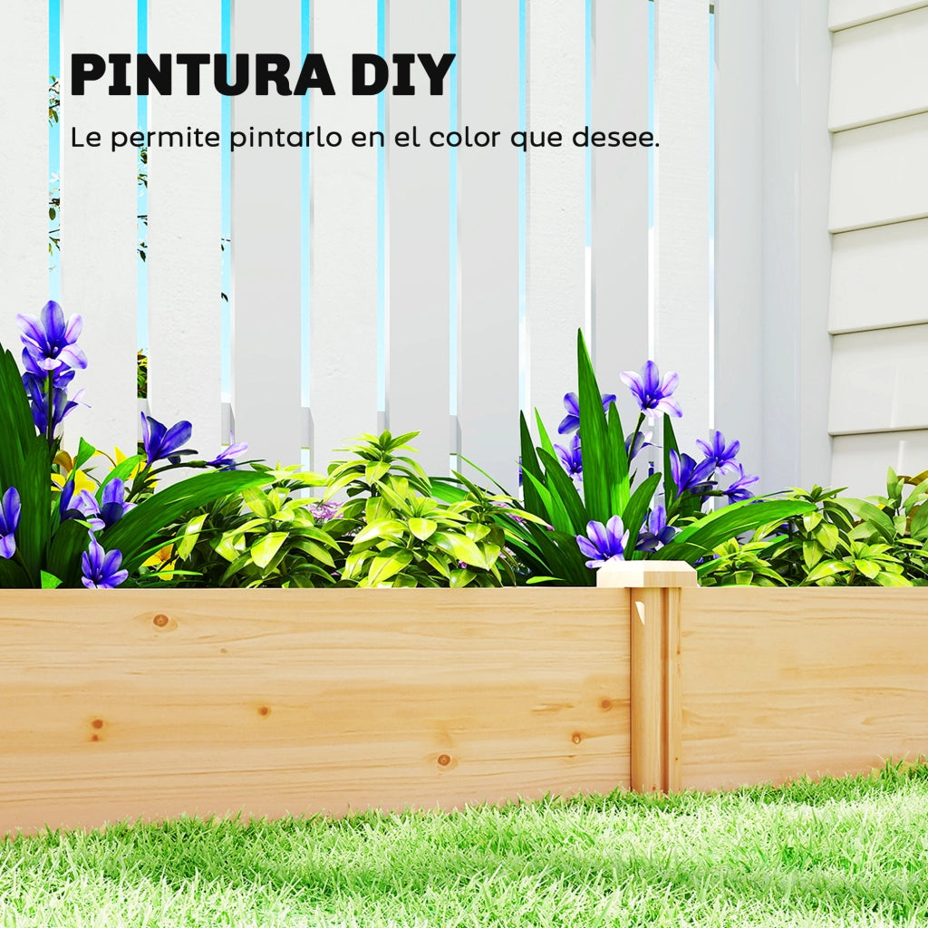 Giardino Urbano Elevato in Legno con Divisore e Base Aperta ¨C zephmum ¨C 235x121x26 cm Naturale