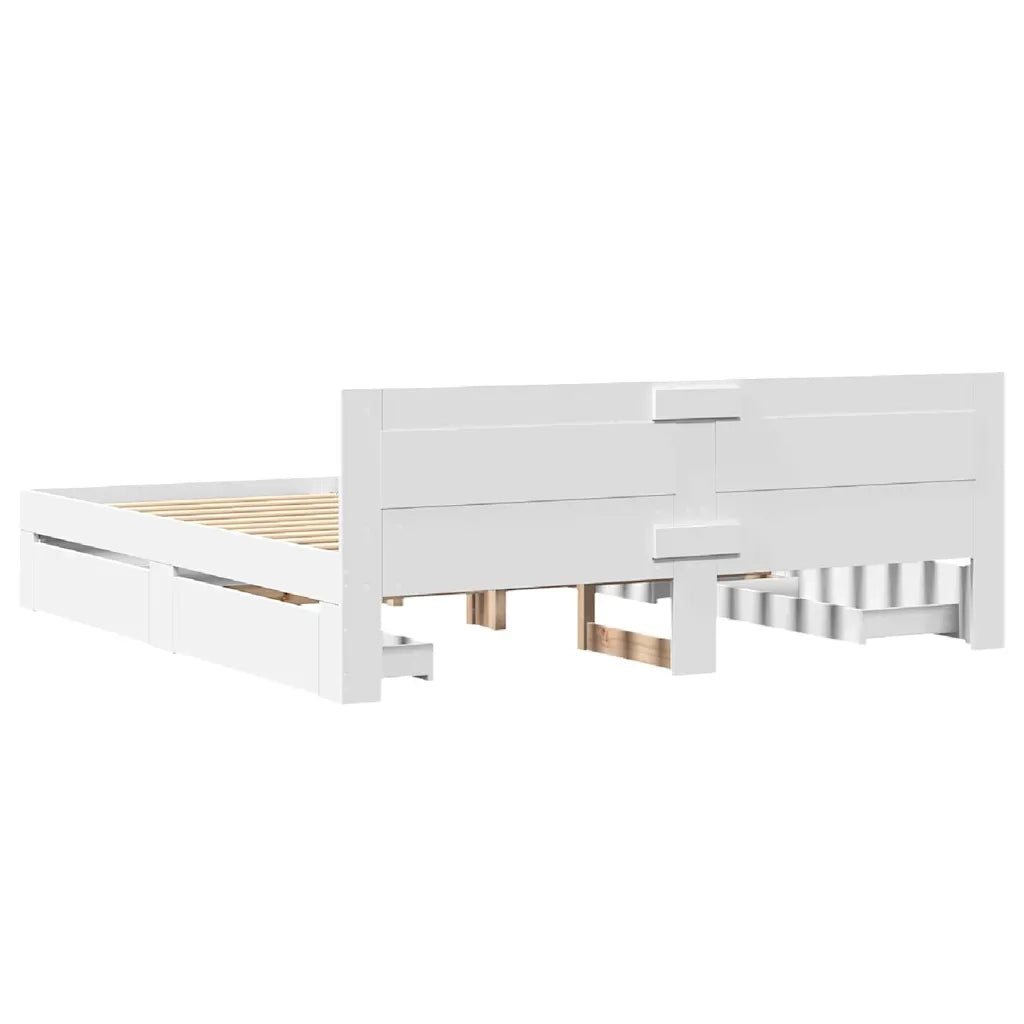 Letto matrimoniale | Letto per adulti | Struttura del letto 2 pcs Bianco 193 x 203 cm Legno multistrato