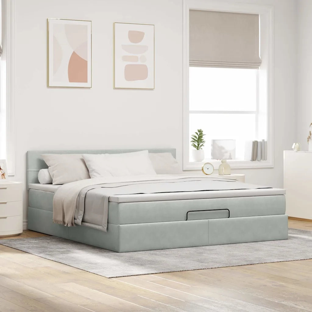 Struttura Letto Pouf con Materasso 160x200 cm in Velluto 3311783
