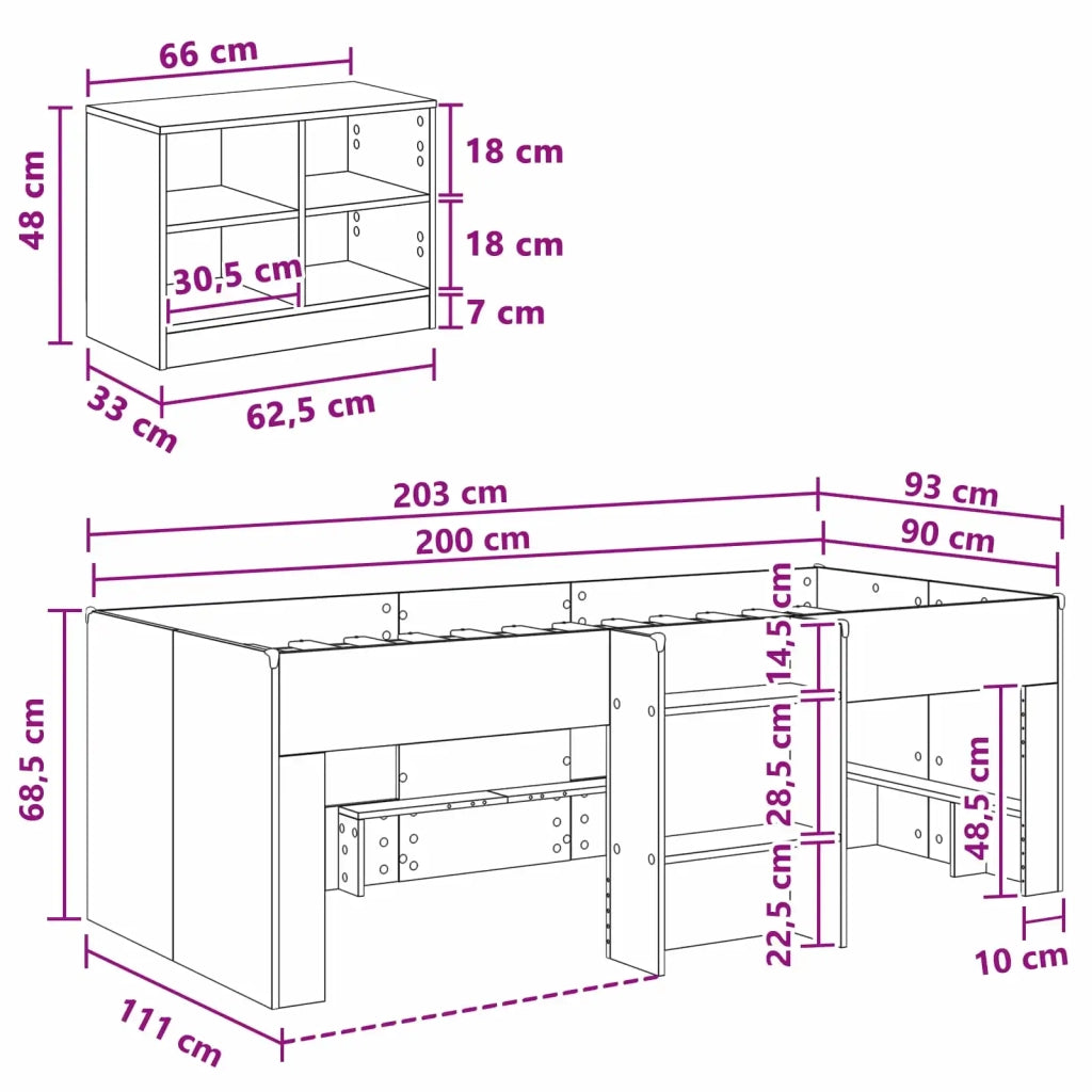 Struttura Letto Loft con Mobile 3 pz Legno antico 3423412