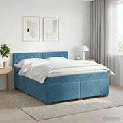 Letto box spring con materasso Blu Scuro 160 x 200 cm Velluto 3450744