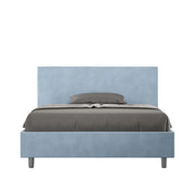 BS COM Letto una piazza e mezza con rete imbottito 130x200 microfibra azzurro