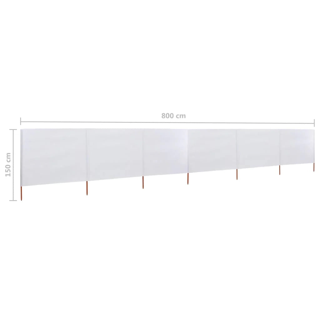Schermo divisorio in tessuto a 6 pannelli 800 x 120 cm bianco sabbia 02_0008837