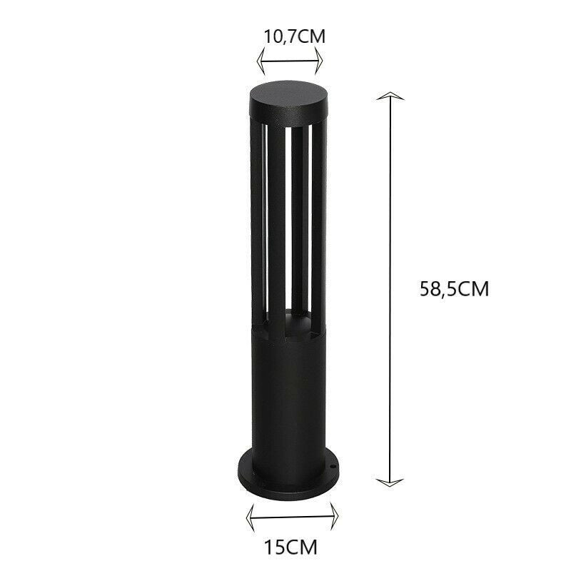 LAMPIONE PALO DA GIARDINO A LED IP65 ILLUMINAZIONE DA ESTERNO 15W NERO PER DECORAZIONI PRATO VIALETTI NERO LUCE BIANCA NATURALE