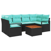 Set Divano da Giardino con cuscino 7 pcs Nero polyrattan 3347662