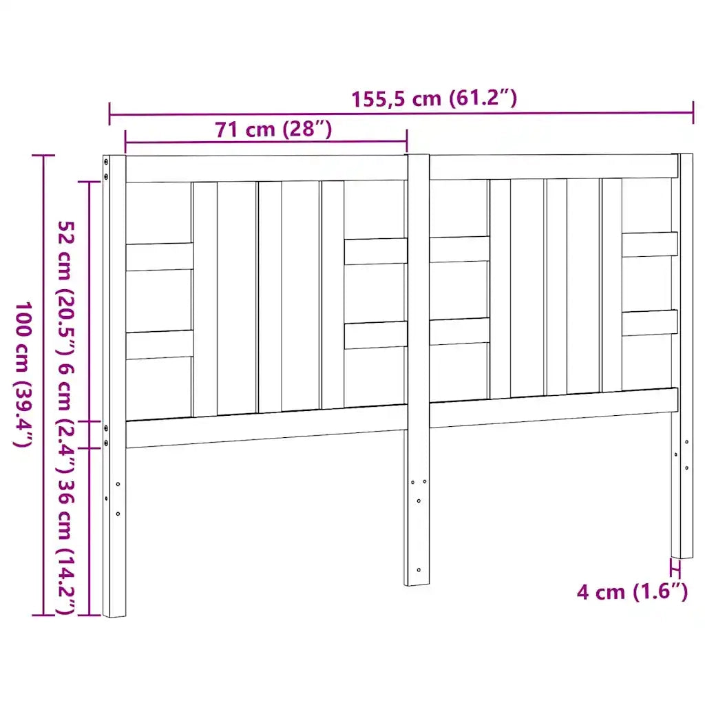Testiera per Letto-Testata-Testiera Decorativa Grigia 166x4x100cm in Legno Massello di Pino 102754