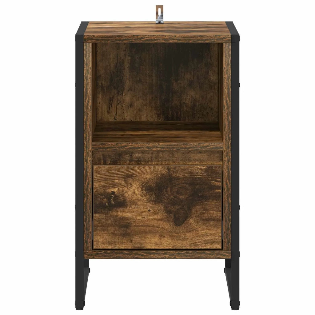 Comodino con cassetto 2 pz-Set di 2 Tavolino da notte Quercia Fumosa 39,5 x 30 x 50 cm