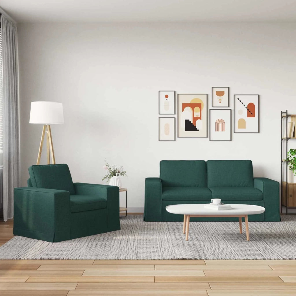 Set di divani 2 pcs Verde Scuro 182 x 80 x 82 cm Tessuto 3407547