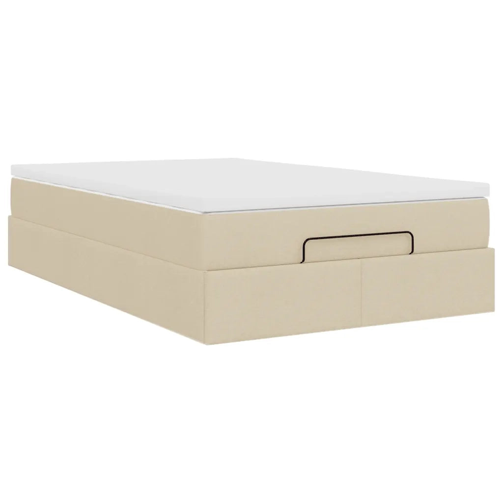 Struttura Letto Pouf con Materasso Crema 120x200 cm in Tessuto 3311104