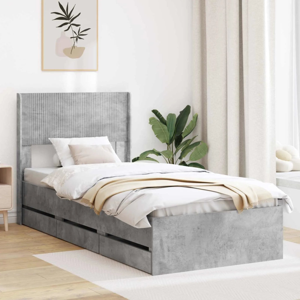 Struttura del letto con stoccaggio e testata Grigio Cemento 3414350