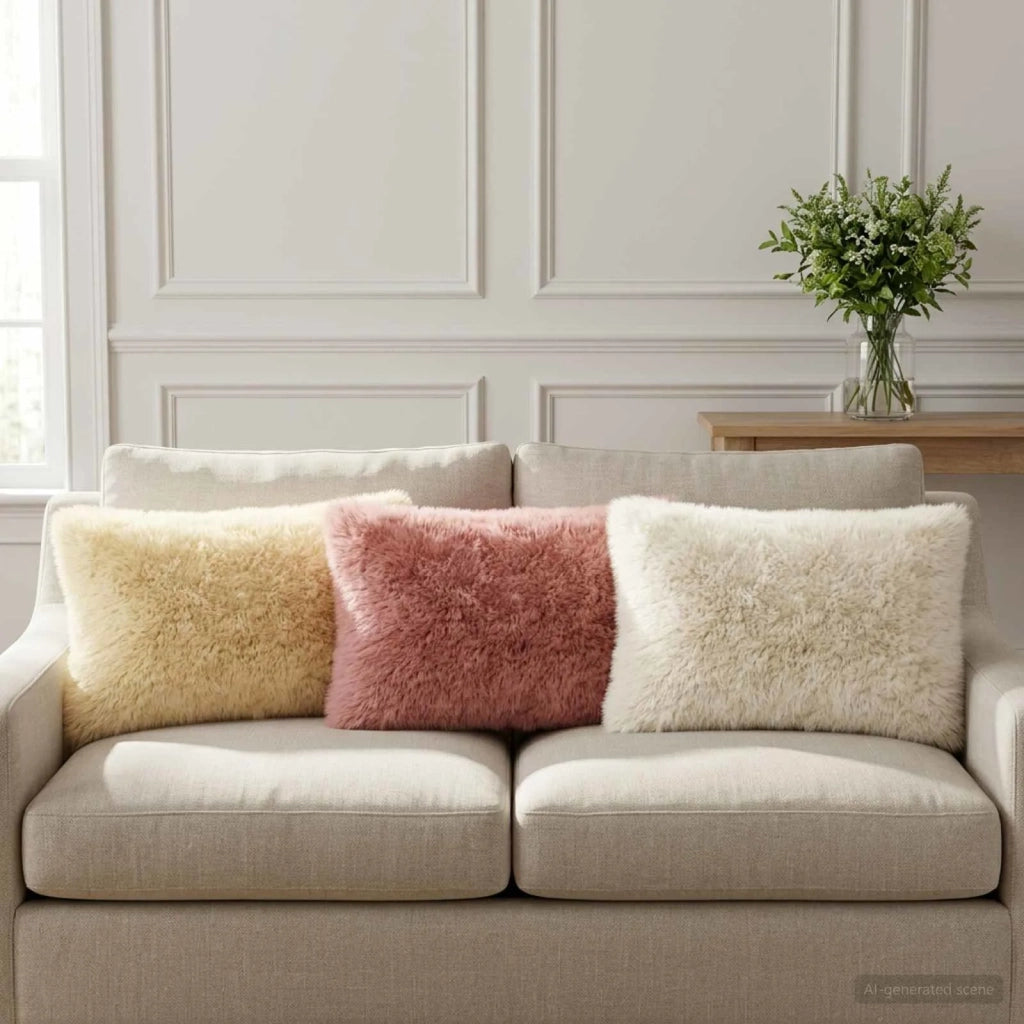 Cuscino con cuscino HEERLEN 2 pz Bianco Fleece PV 927482