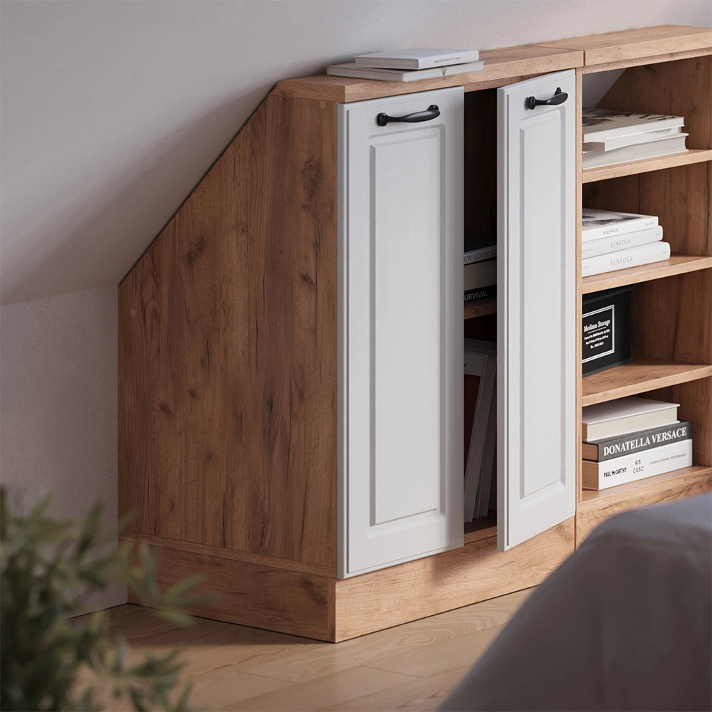 Mobile sottotetto Rion Bianco rustico/Rovere dorato con 2 porte Vicco