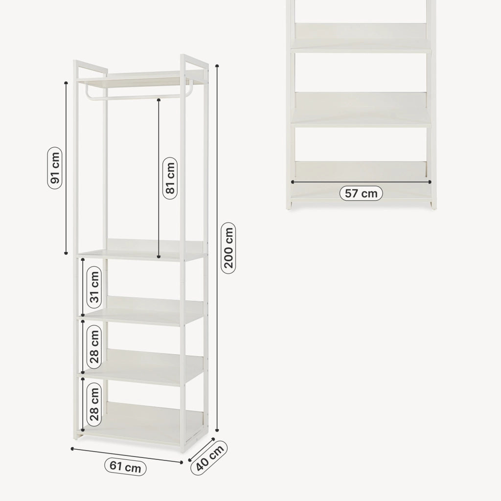 Stand Appendiabiti Jässaatka in Acciaio con 5 Ripiani 200 x 61 x 40 cm - Grigio [en.casa]