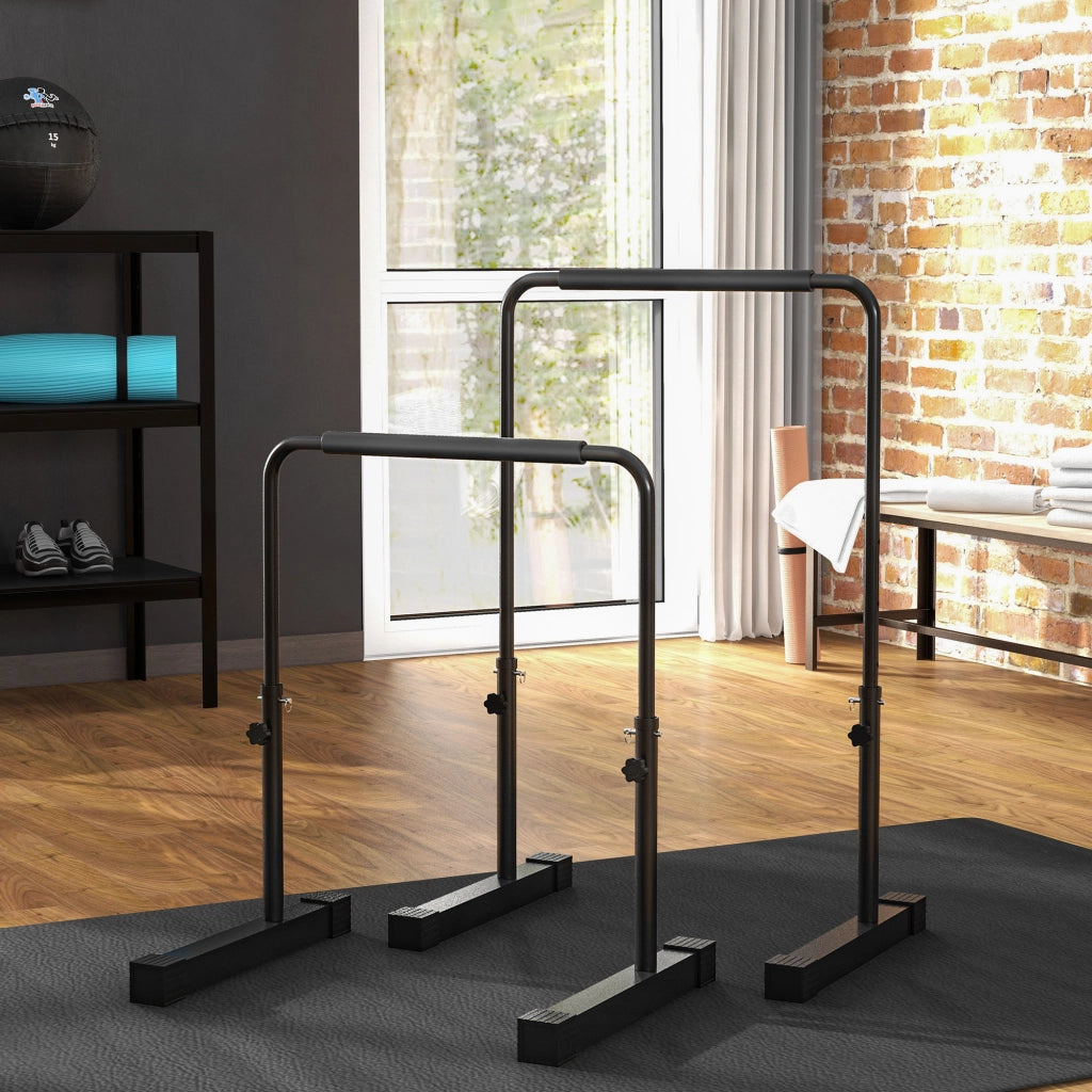 Set Barre per Dip Regolabile ¨C zephmum ¨C 4 Altezze, Acciaio, Nero, 70x50x80-105 cm
