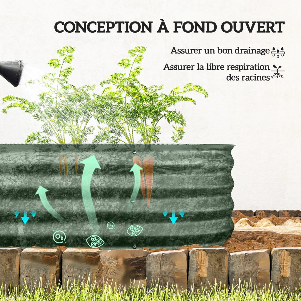 Fioriera rialzata modulare giardino ¨C Xylo ¨C acciaio verde 150x62x30 cm