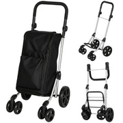 Carrello della spesa, borsa da 46 litri, carrello pieghevole con borsa termica, maniglia regolabile, telaio in alluminio, nero