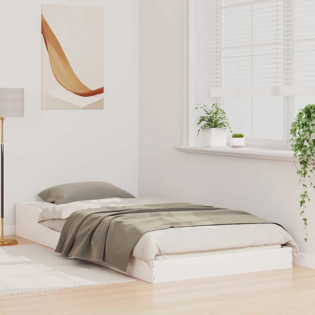 Letto singolo | Letto per adulti | Struttura del letto Bianco 100 x 200 cm Pino massello