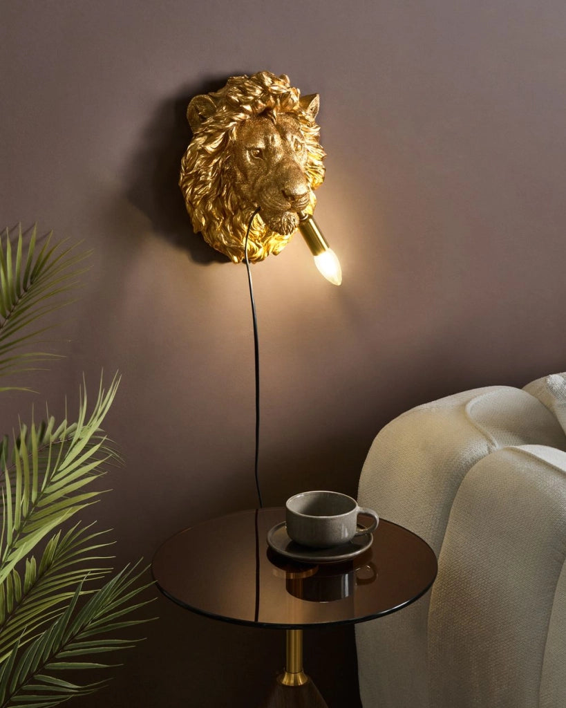 Lampada da parete in poliresina oro Luce da comodino Lampada da lettura a tema animale Soggiorno Camera da letto Stile glam