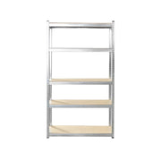 Scaffale in metallo con 5 ripiani in MDF, 180x100x40 cm, 175 Kg/ripiano, montaggio senza viti, zincato