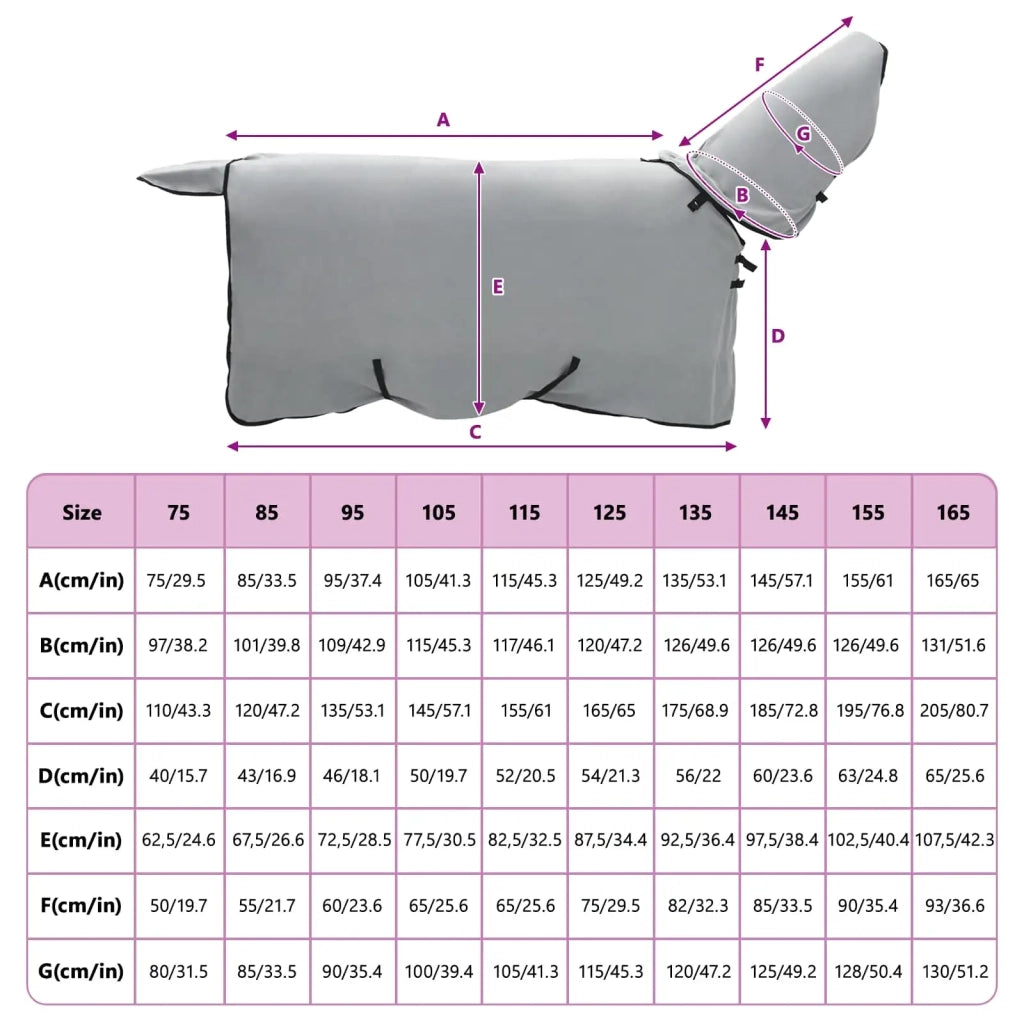 Coperta per Cavalli Grigio chiaro e rosa completo 115 cm CFW7294933