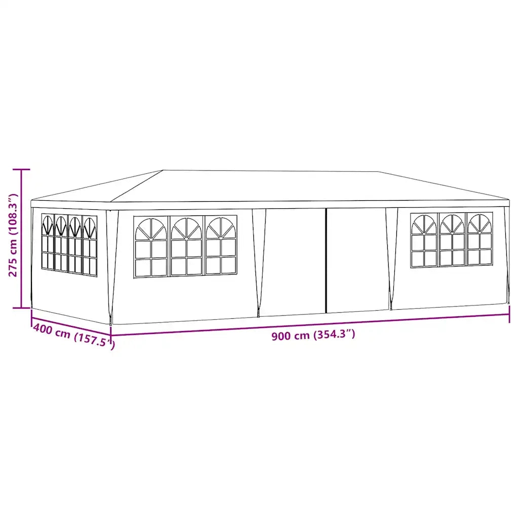 Gazebo | Pergolato Professionale con Pareti 4x9 m Bianco 90 g/m2