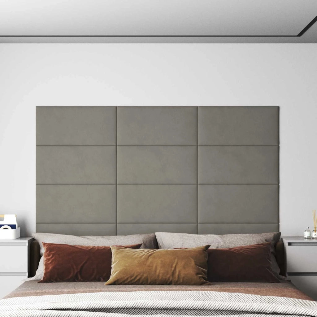 Testiera | Testata da Parete 12 pcs Grigio Chiaro Velluto