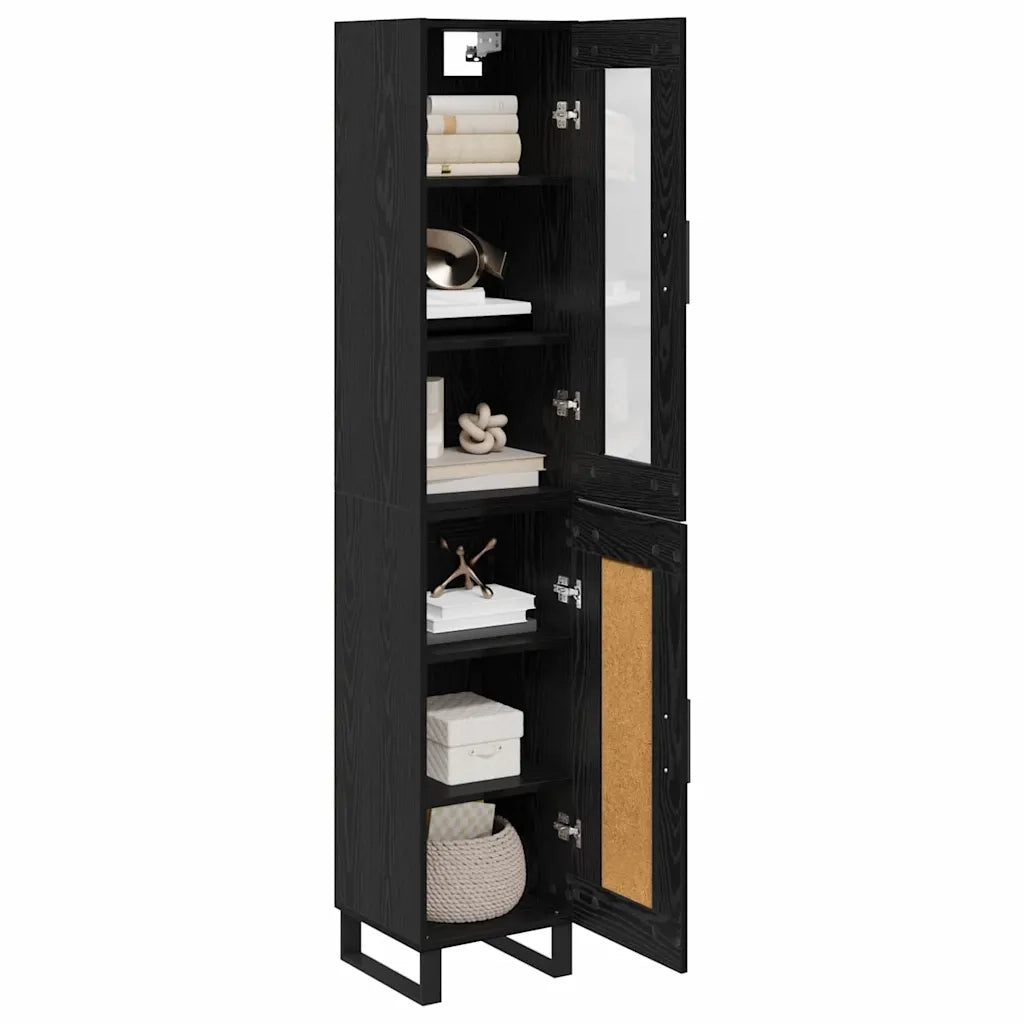 Credenza-Buffet-Armadio da cucina Rovere Nero 69,5 x 34 x 180 cm Legno multistrato 757886