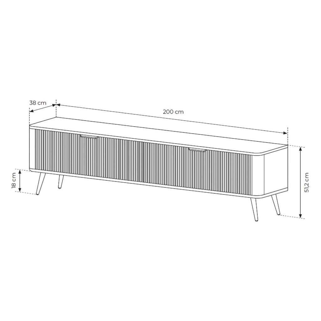 Kalase, Mobile Porta tv 2 Ripiani, 163x38x51h cm Bianco