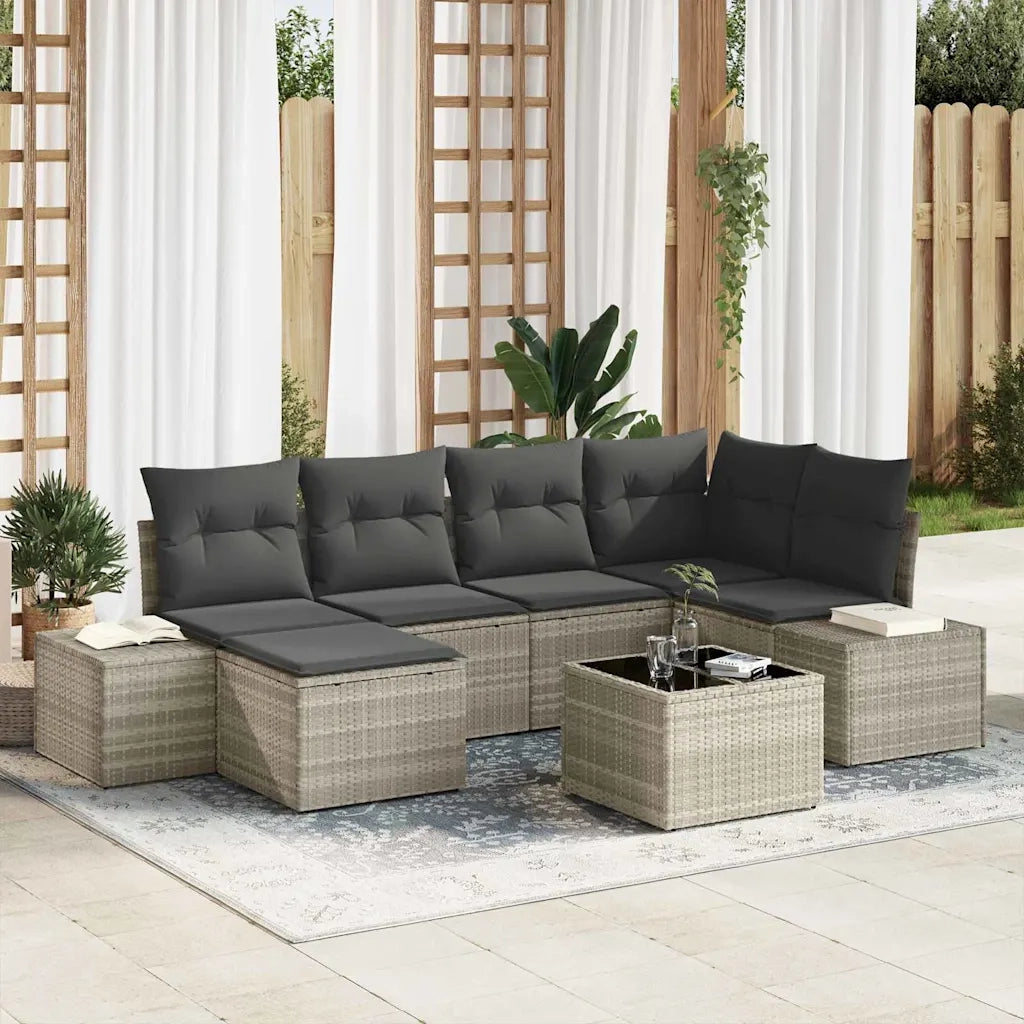 Set Divano da Giardino 6 pcs Grigio chiaro polyrattan