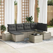 Set Divano da Giardino 6 pcs Grigio chiaro polyrattan