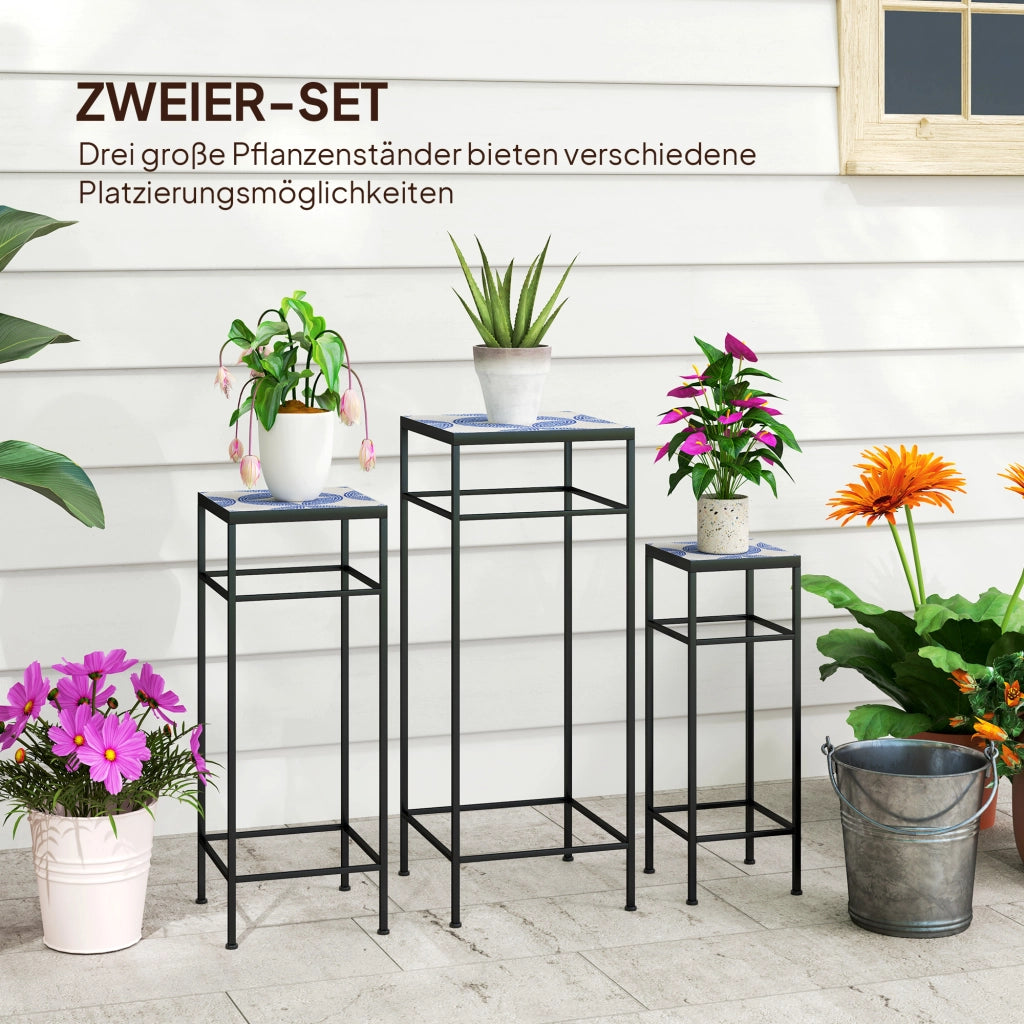 PORTAFIORI Set da 3 pezzi in metallo blu