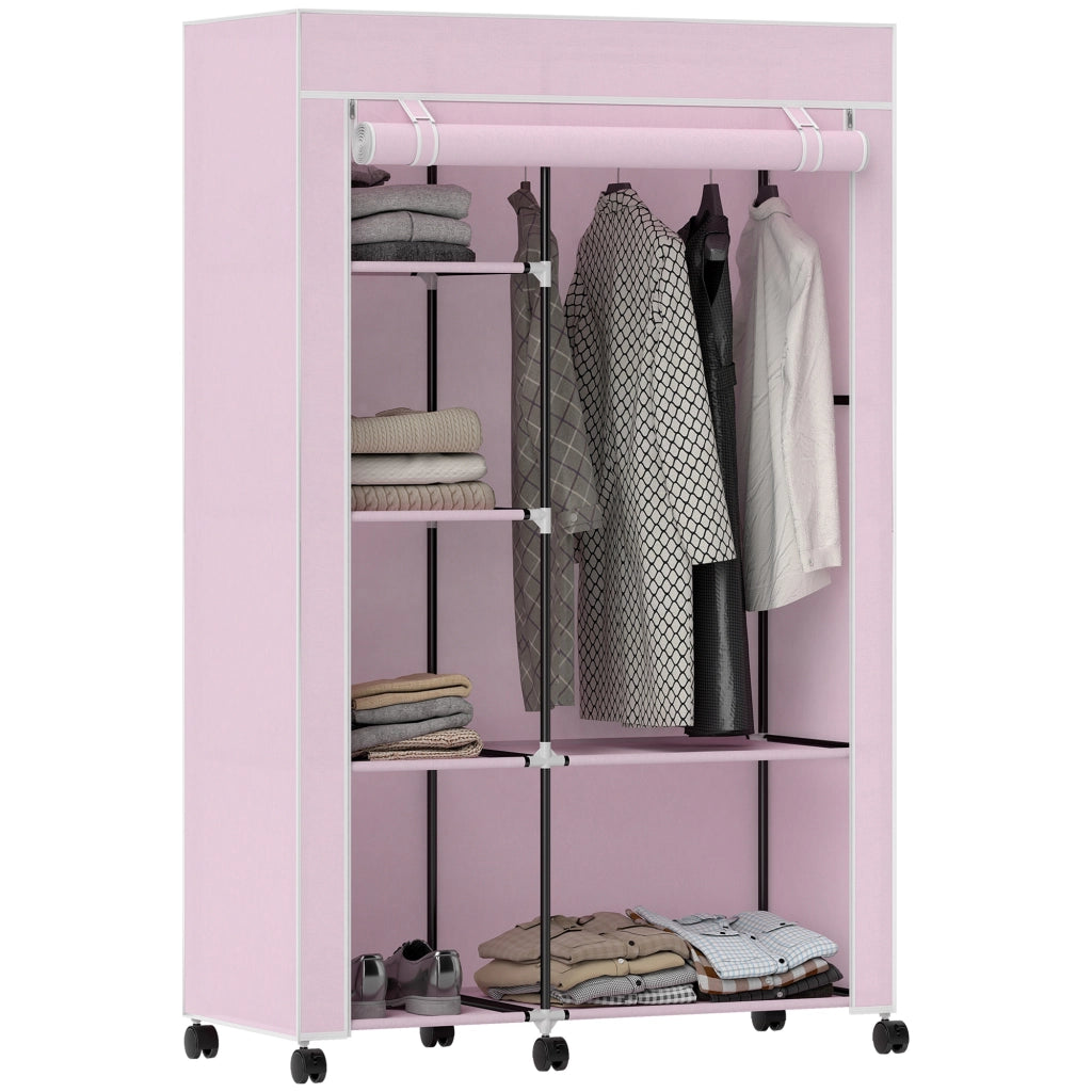 Armadio Portatile con Ruote ¨C zephmum ¨C Rosa 103x43x162.5cm