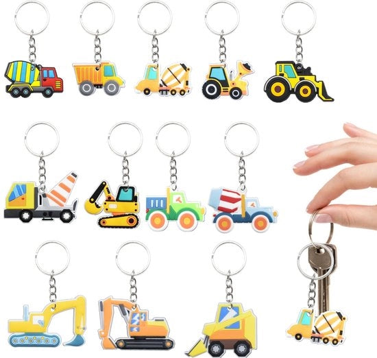 Sostegni per chiavi 12 pezzi - Veicoli agricoli/ costruttivi - Portafortuna divertente - Leggero - Sostenibile - Multicolore - Sostegni per chiavi