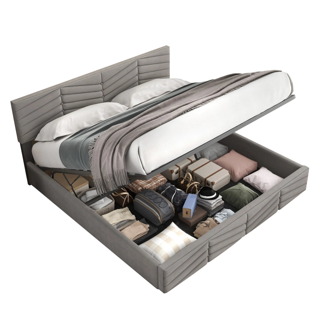 letto imbottito velluto grigio 160 x 200 cm