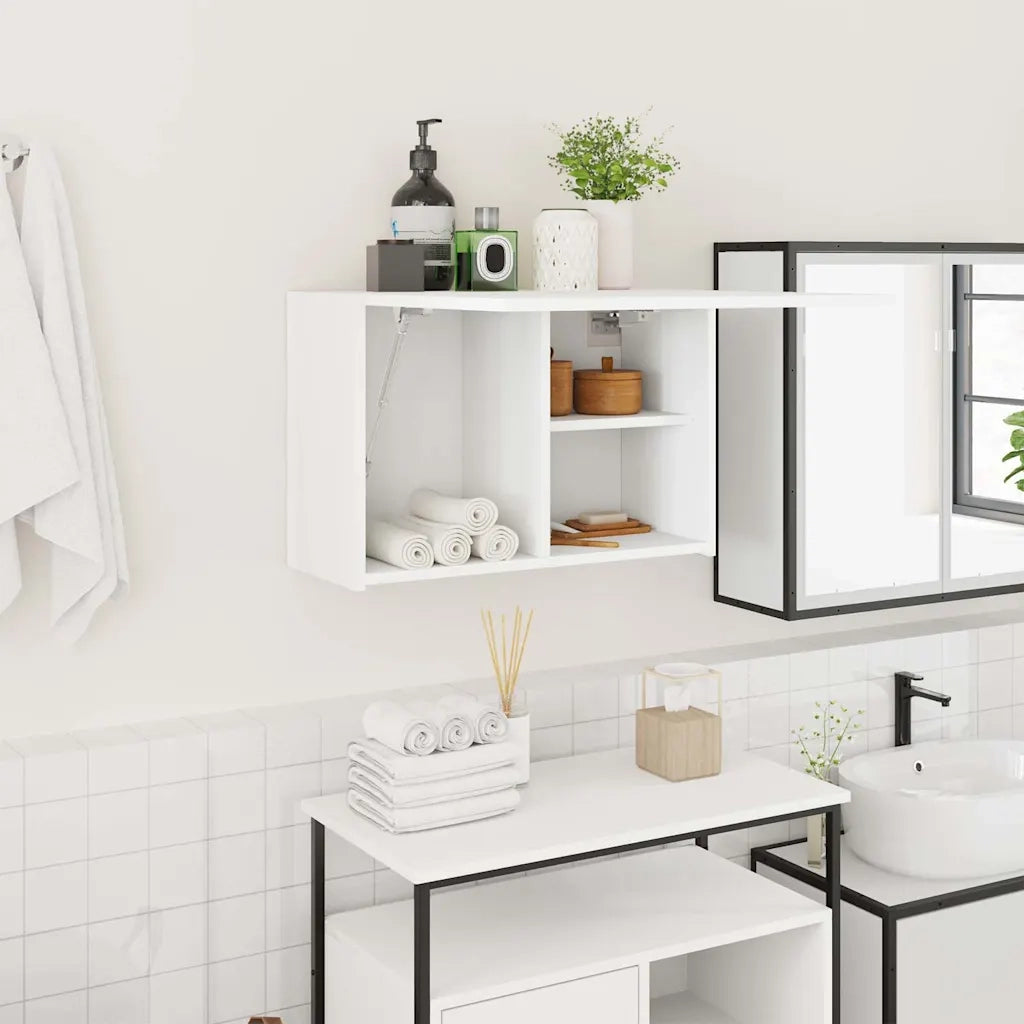 Mobile da Bagno a Parete Bianco 60x25x40cm in Legno Multistrato 860067