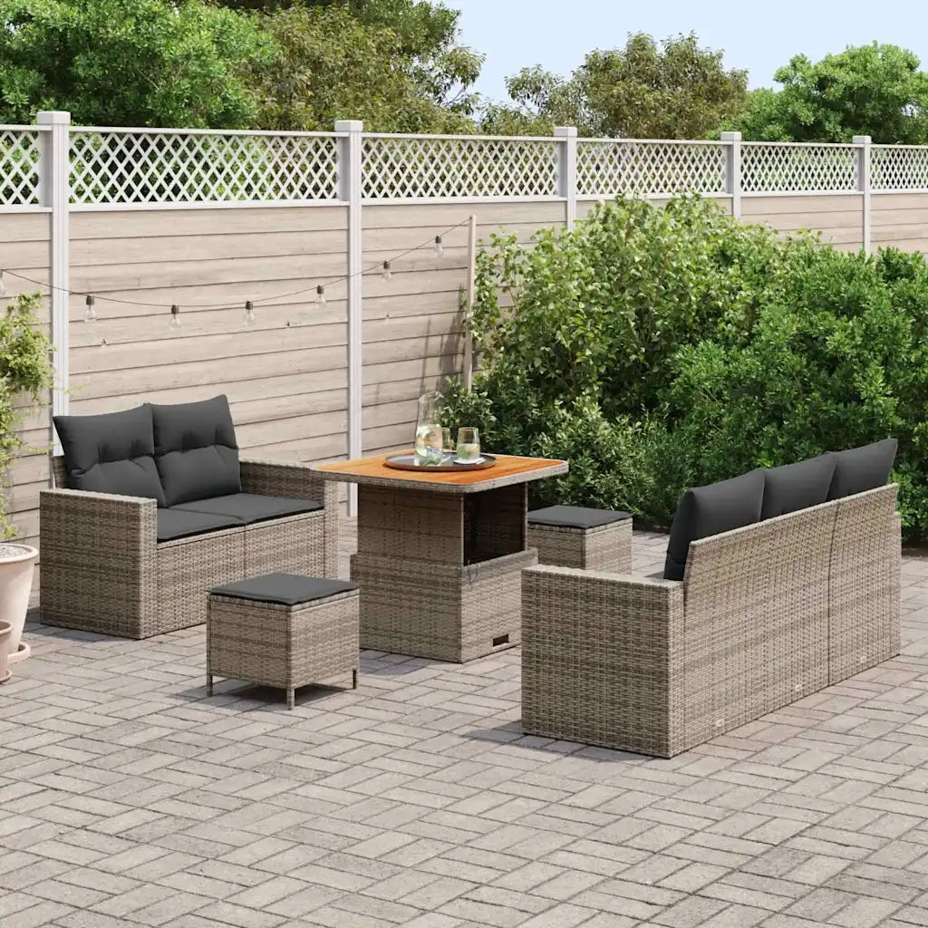 Set Divano da Giardino con cuscino 8 pcs Grigio polyrattan 3361558