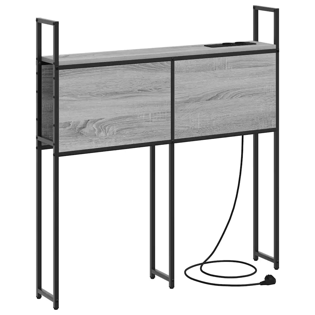 Testiera con Stazione di Carica e Storage-Testiera Multifunzionale-Testata Grigio sonoma 90 cm