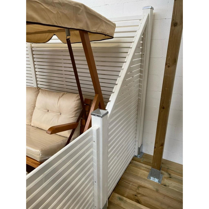 Frangivista in legno bianco 2 pezzi totali, pannelli 180x87 cm per privacy balcone e giardino - Esterni da Vivere