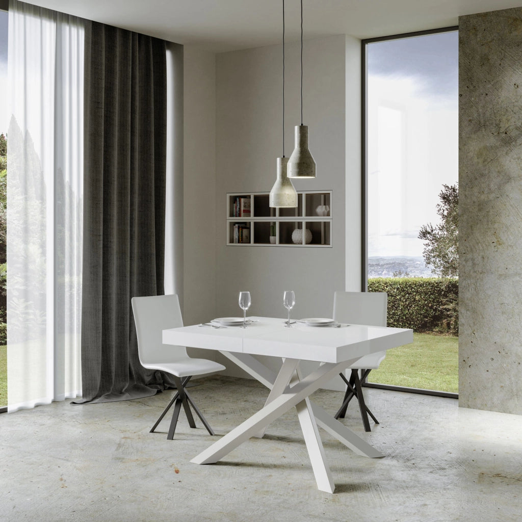 Tavolo allungabile 90x120/224 cm Volta bianco frassino telaio bianco