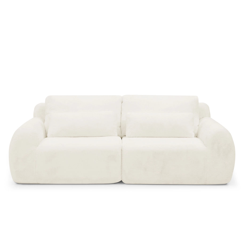 Divano 2 Posti in Pelliccia Sintetica con USB ¨C Xylo ¨C Beige