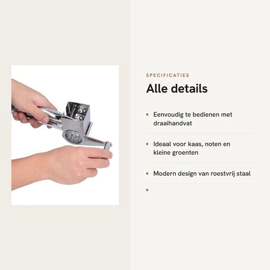 Raspante per formaggio rotante in acciaio inossidabile - Raspa per formaggio con contenitore di raccolta - Aiuto in cucina - Facile da utilizzare - Molitore per formaggio