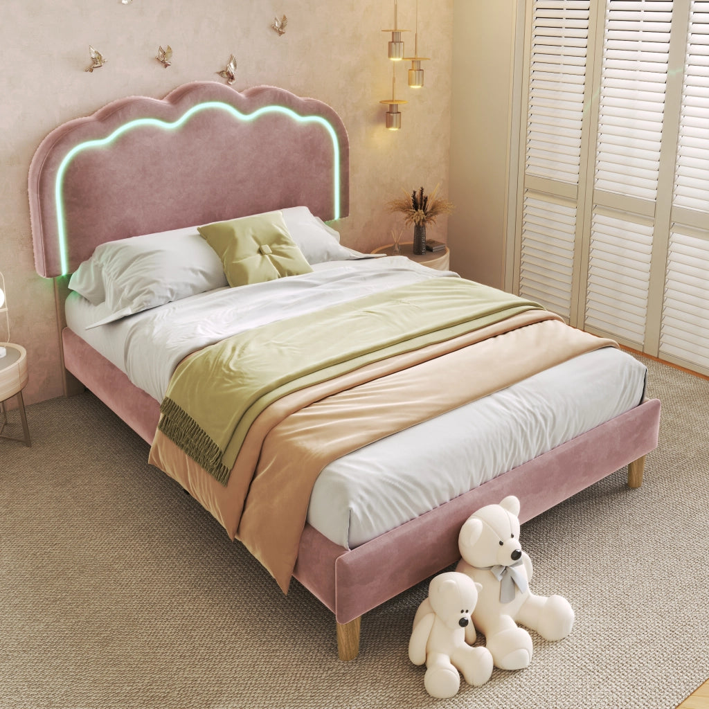 letto imbottito velluto rosa 90 x 190 cm