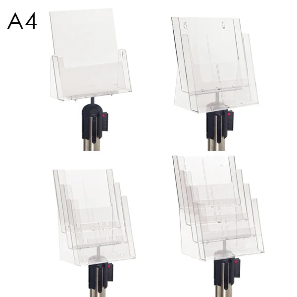 Porta Depliant Colonnine Segnapercorso Tendinastro A4 - A4 verticale 4 tasche