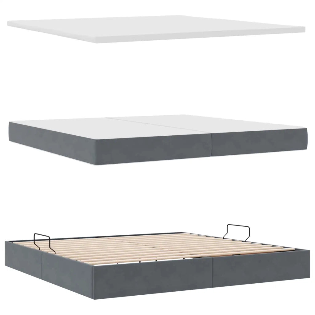 Letto con contenitore e LED Grigio scuro 200 x 200 cm Velluto 3371356