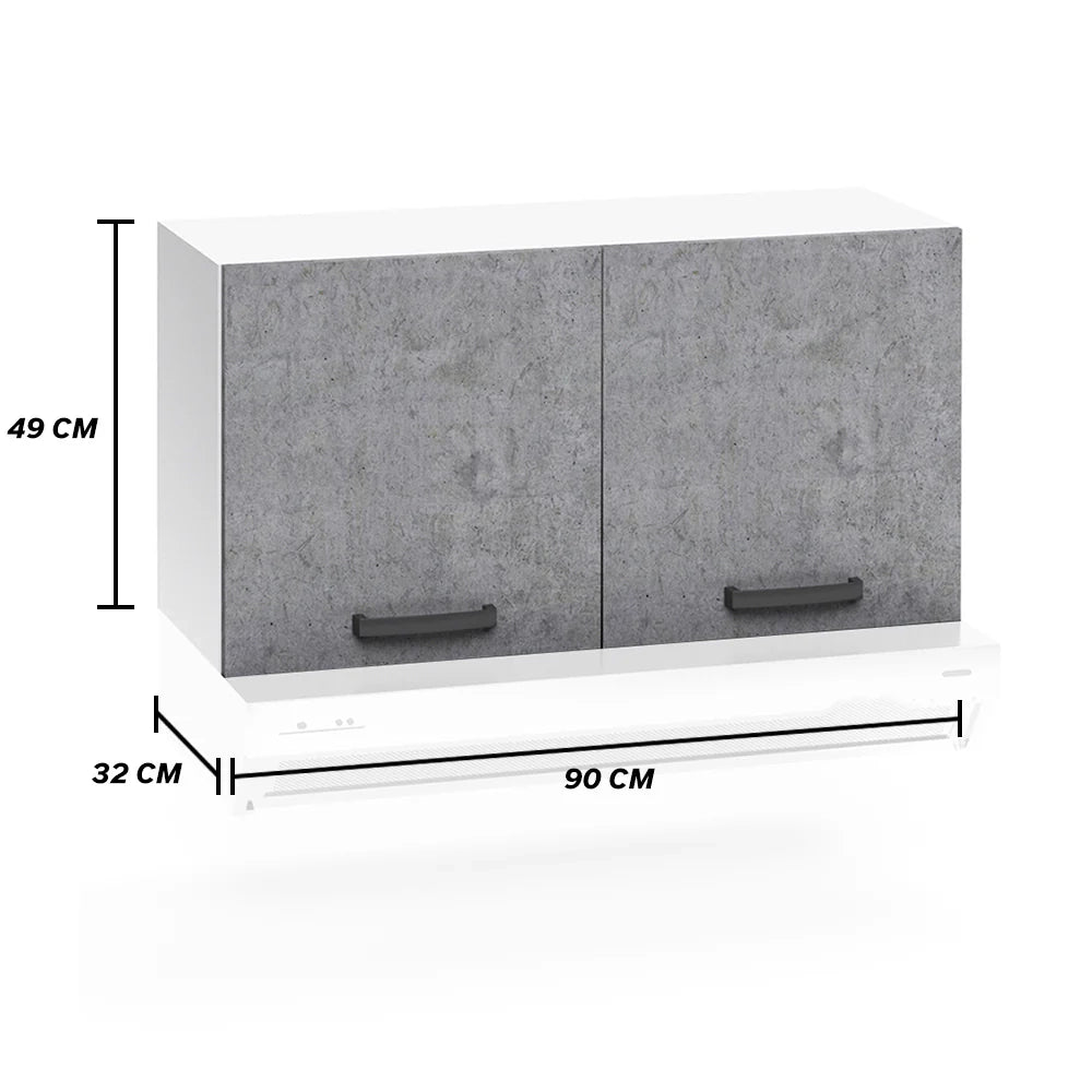 Pensile per cucina componibile da 90 cm con due ante, realizzata in legno 100% MADE IN ITALY colore Cemento
