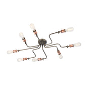Plafoniera industriale rame anticato 8 luci E27 Endon
