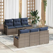 Set di divani con cuscino 7 pcs Grigio e Blu Navy polyrattan 3346275