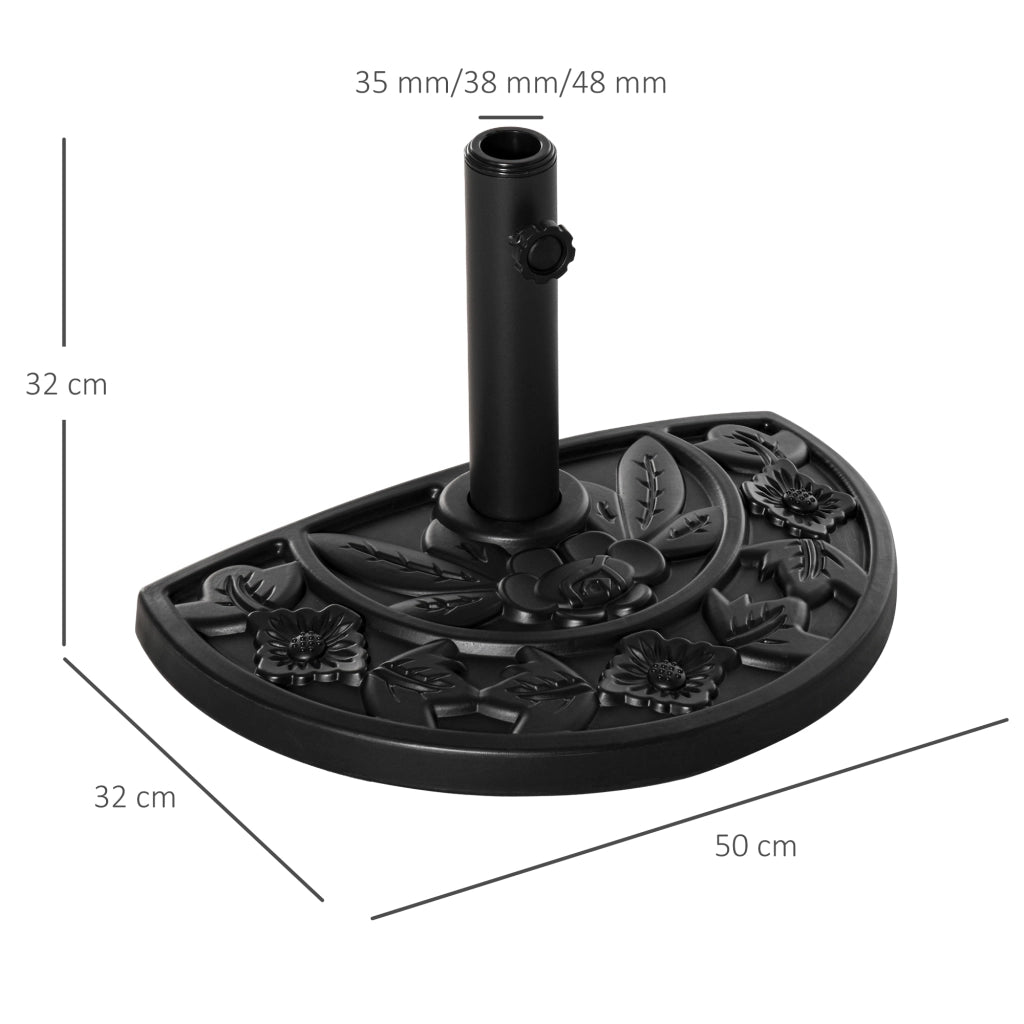 Base per Ombrellone Semicircolare ¨C Minimal ¨C Nero 50x32x32 cm