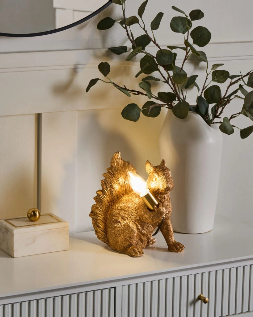 Lampada da tavolo in poliresina oro Luce da comodino Lampada da lettura a tema animale Soggiorno Camera da letto Stile glam