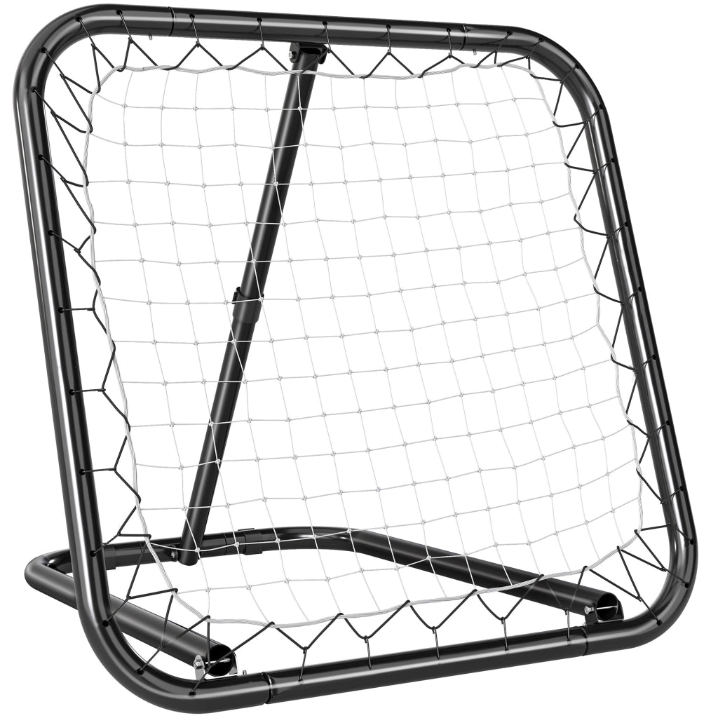 Rete di Rimbalzo da Calcio 78x84x65-78 cm con Angolazione Regolabile in Metallo Nero